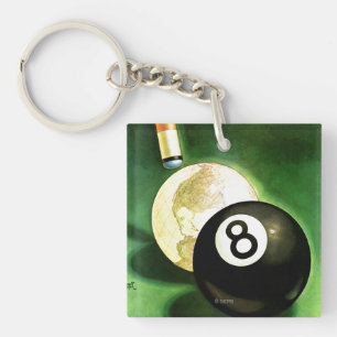 World as Cue Ball Keychain
