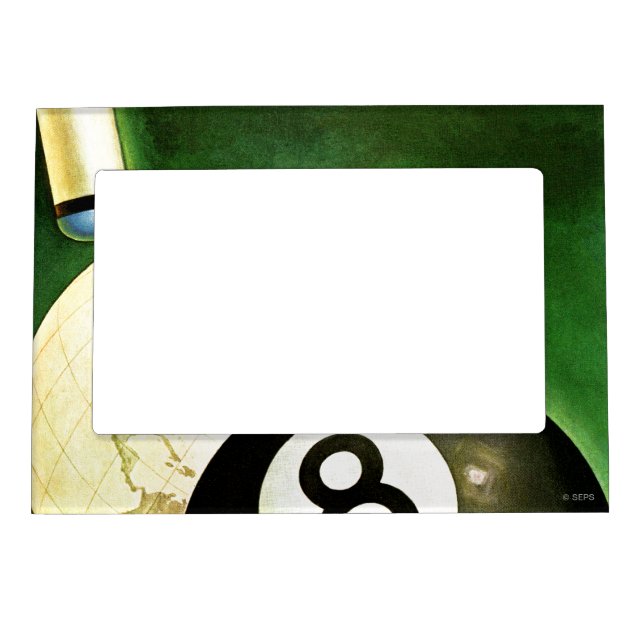 World as Cue Ball Magnetic Picture Frame (Front)