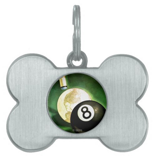 World as Cue Ball Pet Name Tag