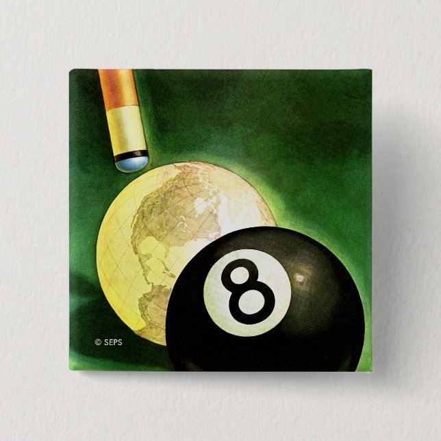 World as Cue Ball Pinback Button (Front)