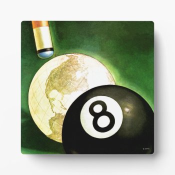 World As Cue Ball Plaque by PostSports at Zazzle