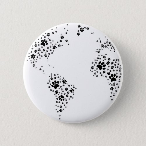 World Atlas Dog Paw Prints Button