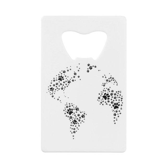 World Atlas Dog Paw Prints Credit Card Bottle Opener (Front)