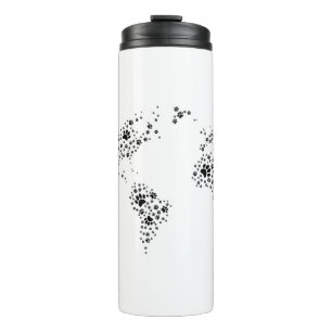 World Atlas Dog Paw Prints Thermal Tumbler