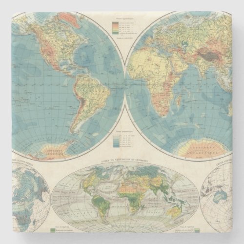 World Atlas Map 2 Stone Coaster