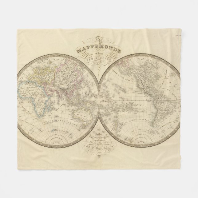World Atlas Map Fleece Blanket (Front (Horizontal))