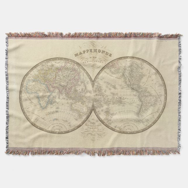 World Atlas Map Throw Blanket (Front)
