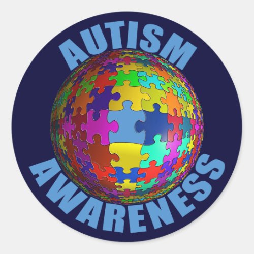 World Autism Awareness 3 Round Stickers 6sheet