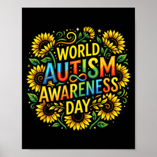 World autism awareness day 2nd april ribbon merch poster