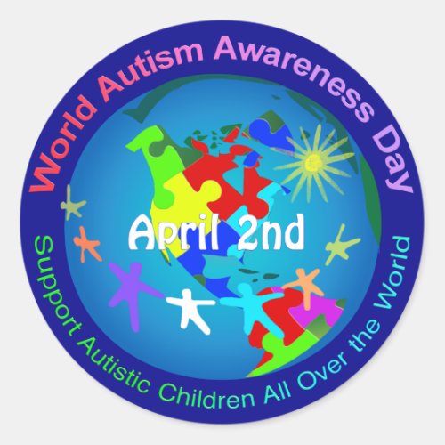 World Autism Awareness Day Classic Round Sticker
