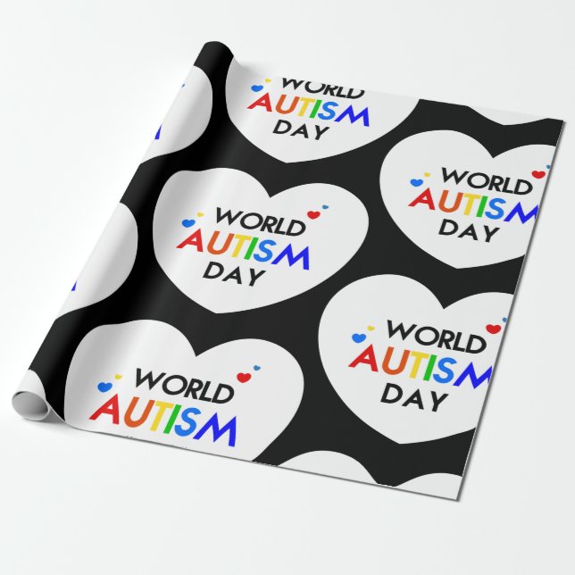 world autism awareness day heart wrapping paper (Unrolled)