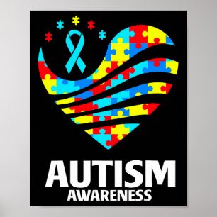 World Autism Awareness Puzzle Pieces Heart Autisti Poster