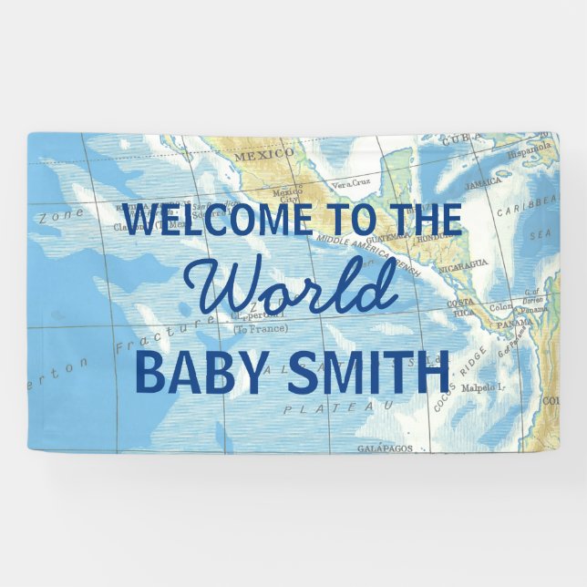World Awaits Baby Shower Backdrop Banner (Horizontal)
