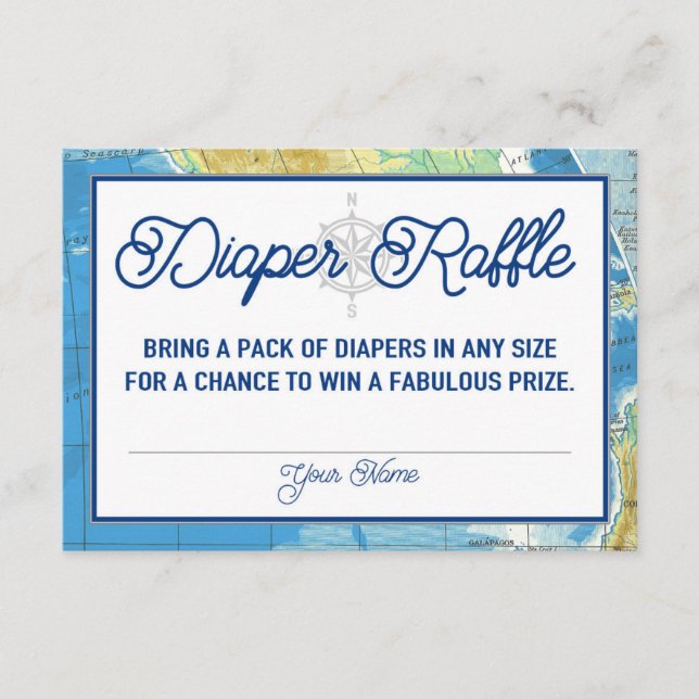 World Awaits Baby Shower Diaper Raffle Card (Front)