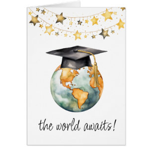 World Awaits Congratulations Graduate Greeting Cards