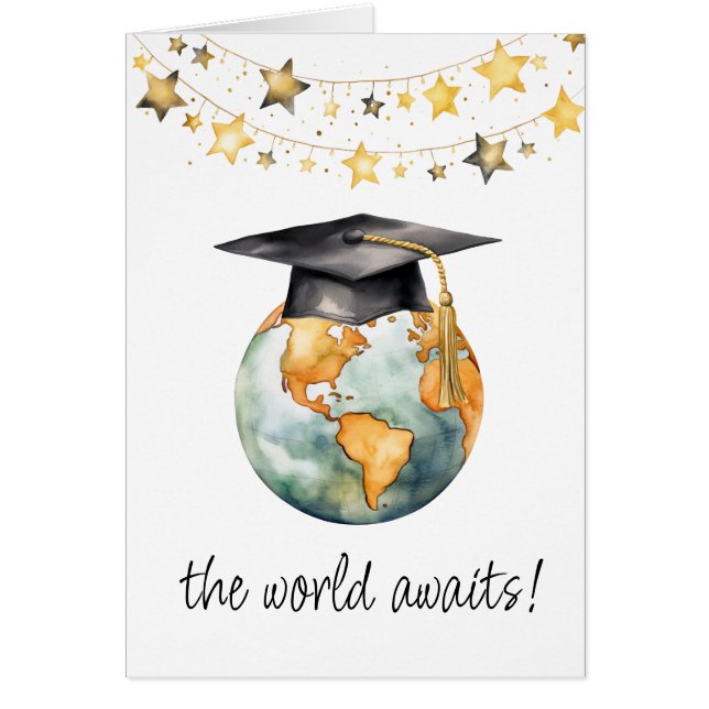 World Awaits Congratulations Graduate Greeting  Cards (Front)