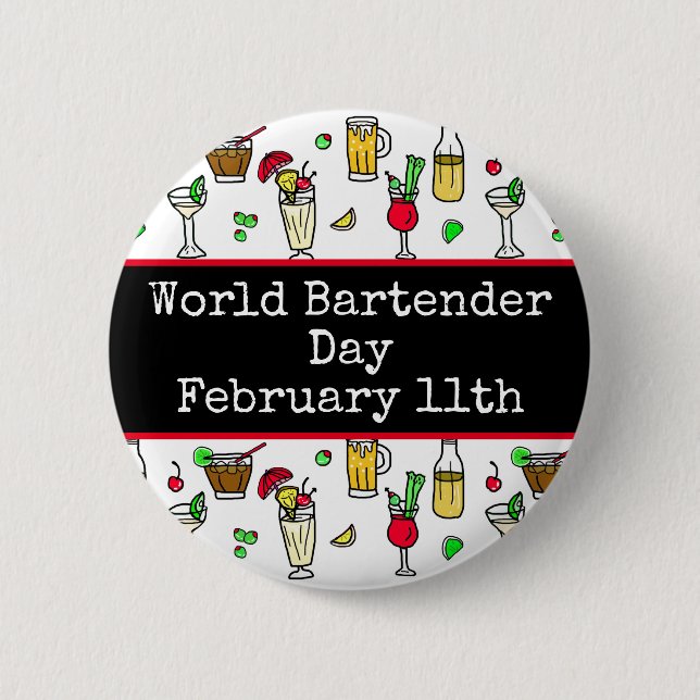 World Bartender Day is February 24th  Button (Front)