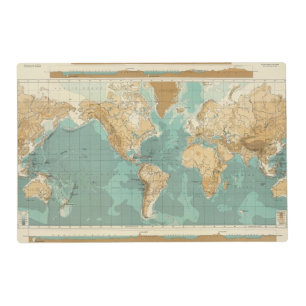 World bathyorographical map placemat