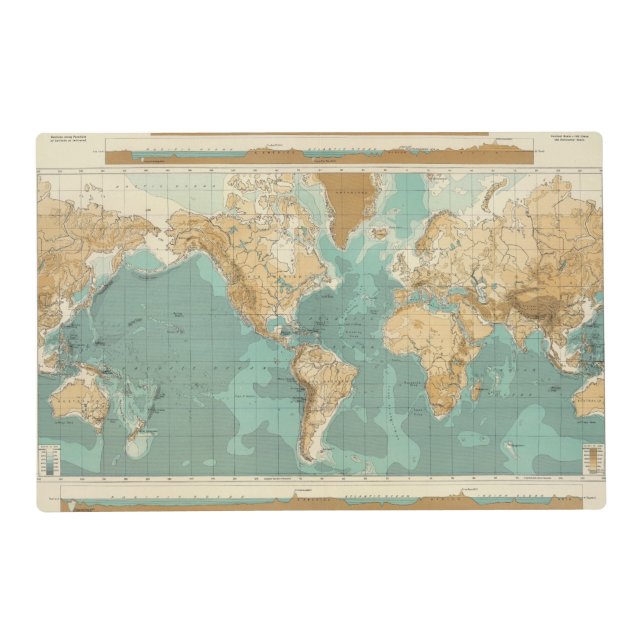 World bathyorographical map placemat (Front)