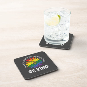 World Be Kind Rainbow Beverage Coaster