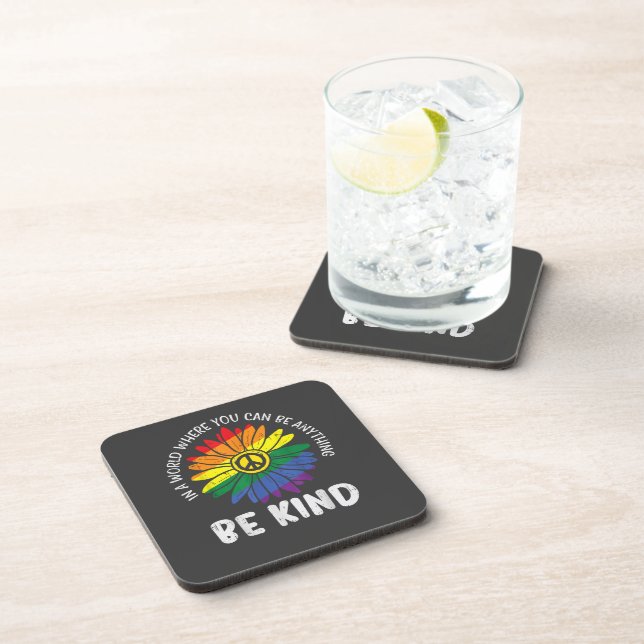 World Be Kind Rainbow Beverage Coaster (Right Side)