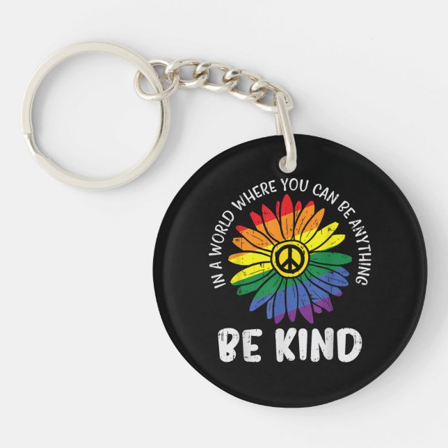 World Be Kind Rainbow Keychain (Front)