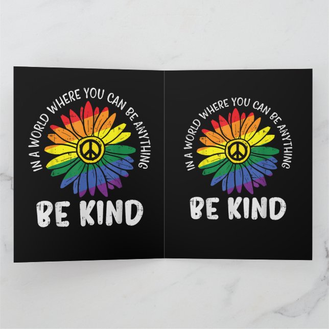 World Be Kind Rainbow Letterpress Thank You Card (Inside)
