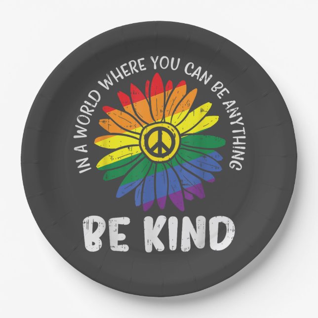 World Be Kind Rainbow Paper Plates (Front)