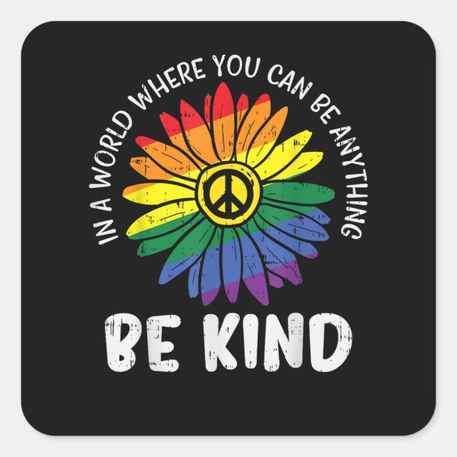 World Be Kind Rainbow Square Sticker (Front)
