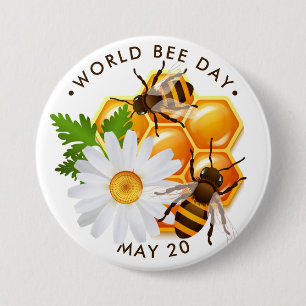 World Bee Day, honey bees, honeycomb Button