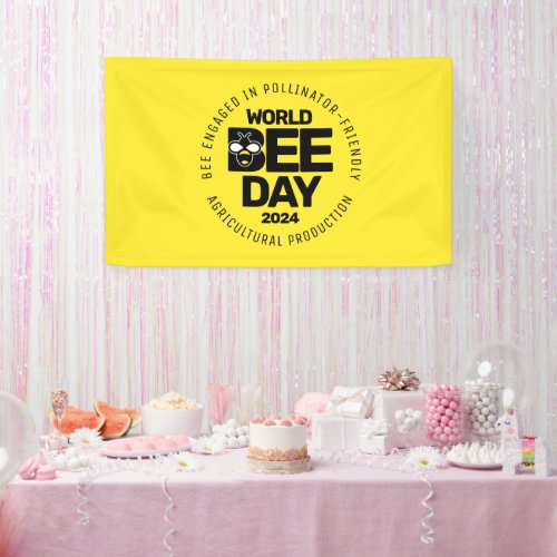 World Bee Day Yellow Black Pollinator Banner