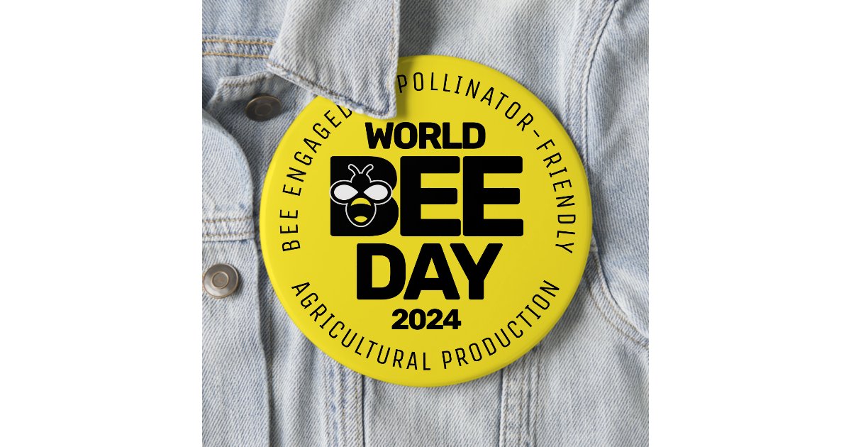 Pollinator Button Example World Bee Day Yellow Black Pollinator Button | Zazzle