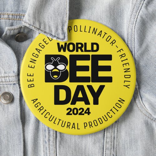World Bee Day Yellow Black Pollinator Button
