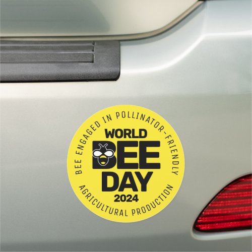 World Bee Day Yellow Black Pollinator Car Magnet