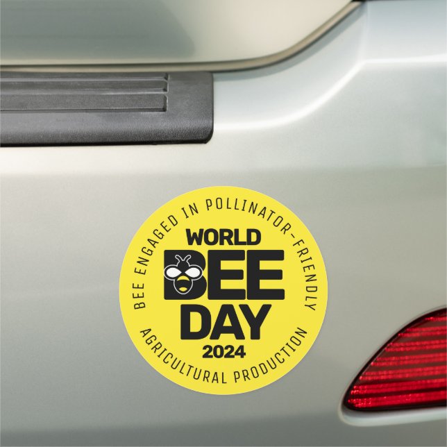 World Bee Day Yellow Black Pollinator Car Magnet (In Situ)