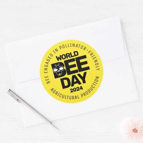 World Bee Day Yellow Black Pollinator Classic Round Sticker