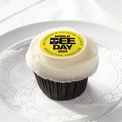 World Bee Day Yellow Black Pollinator Edible Frosting Rounds