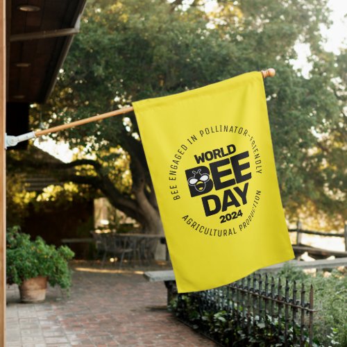 World Bee Day Yellow Black Pollinator House Flag