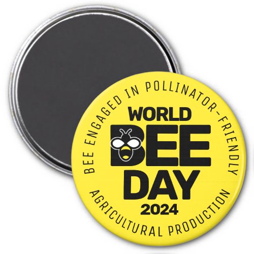 World Bee Day Yellow Black Pollinator Magnet
