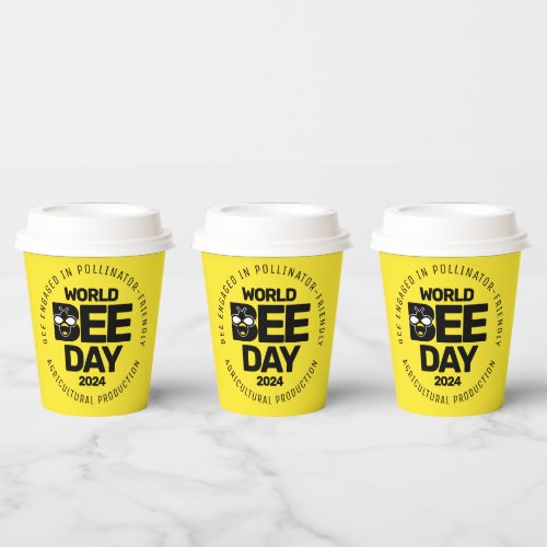 World Bee Day Yellow Black Pollinator Paper Cups