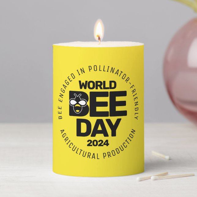 World Bee Day Yellow Black Pollinator Pillar Candle (In Situ)