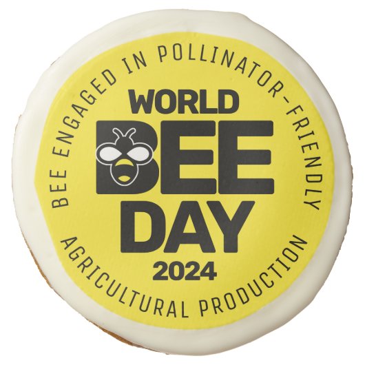 World Bee Day Yellow Black Pollinator Sugar Cookie (Front)
