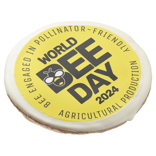 World Bee Day Yellow Black Pollinator Sugar Cookie (Angled)