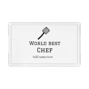 World best chef add name text cooking best barbecu acrylic tray