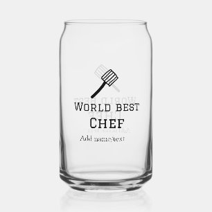 World best chef add name text cooking best barbecu can glass