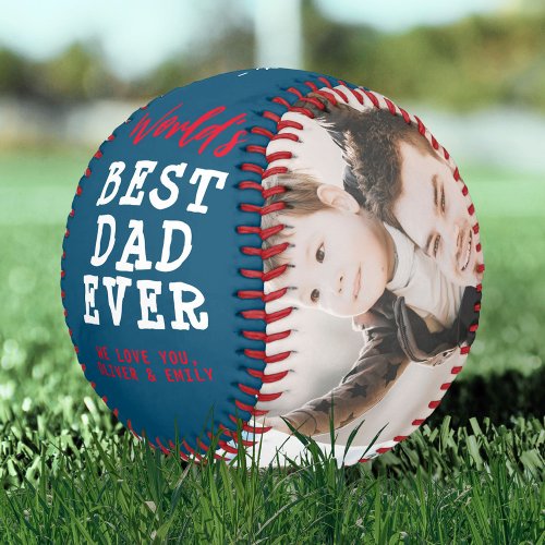 World Best Dad 3 Photo Collage Keepsake Baseball