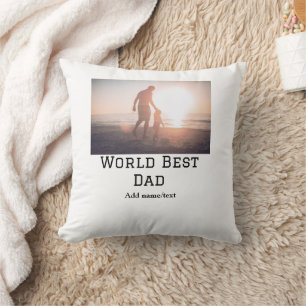 World best dad ever fat add name text sports text  throw pillow