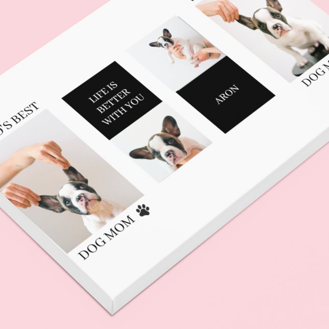 World Best Dog Mom | Collage Dog Photo Canvas Print (Creator Uploaded)