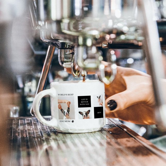 World Best Dog Mom | Collage Dog Photo Espresso Cup (Creator Uploaded)