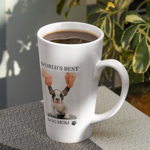 World Best Dog Mom  Collage Dog Photo Latte Mug